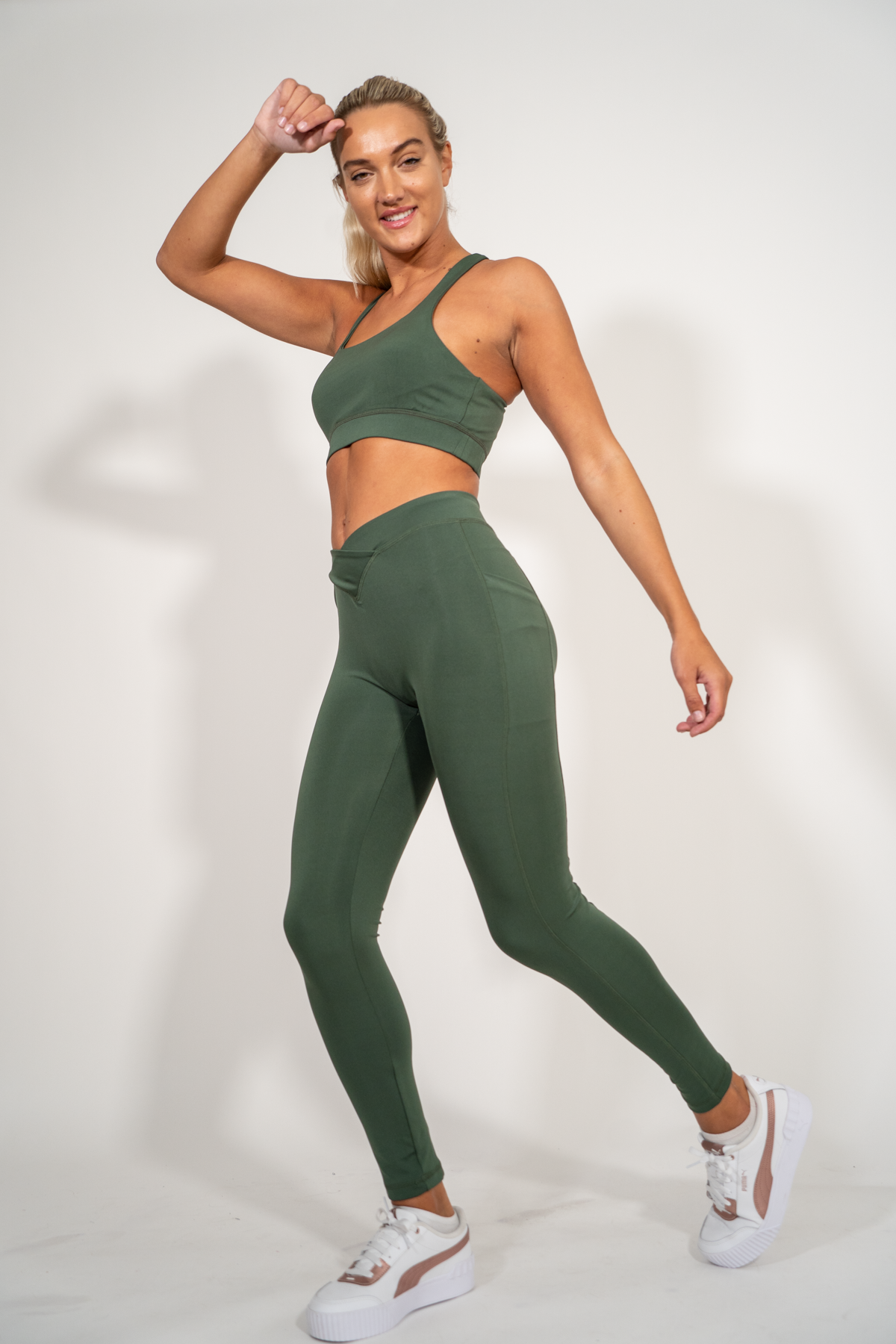 Kiara Crossover Leggings Olive Green XS S M L XL