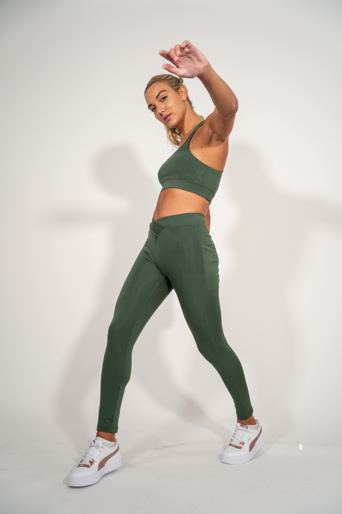 Kiara Crossover Leggings Olive Green XS S M L XL